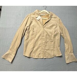 Cato Shirt Women XL Beige  Button Up Collared Long Sleeve NWT